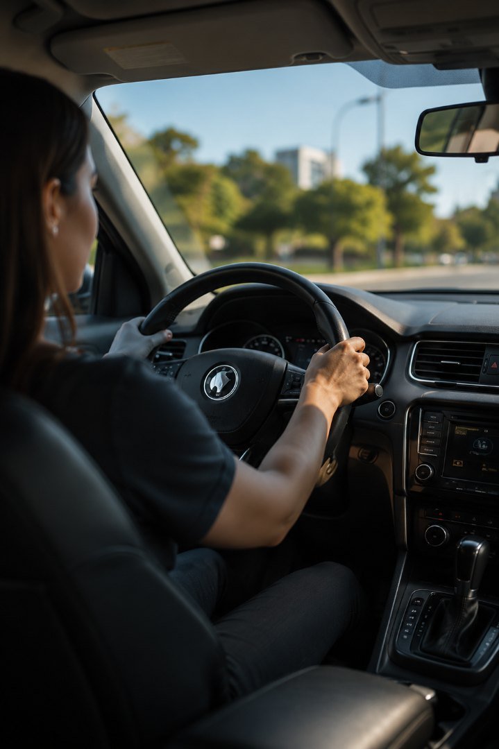 Motorista dirigindo o próprio carro